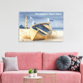 Custom Lighthouse Rowboat Coastal Beach House Canvas Afdruk (Insitu (Woonkamer))
