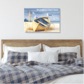Custom Lighthouse Rowboat Coastal Beach House Canvas Afdruk (Insitu (Slaapkamer))