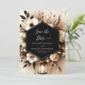 Custom Lights Rustic Wedding Save The Date (Staand voorkant)