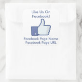 Custom Like ons op Facebook Business Window Vierkante Sticker (Tas)