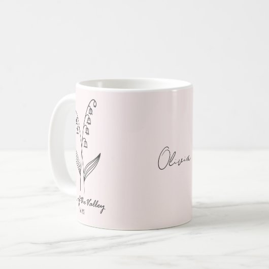 Custom Lily van de Valley Custom Name Mok (Voorkant links)
