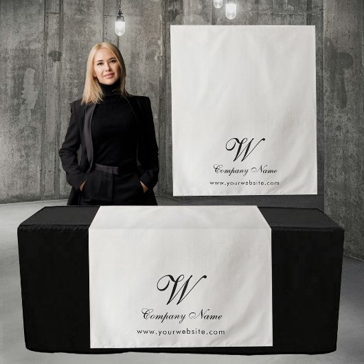 Custom Linen Business Table Runner Banner Script Wandkleed