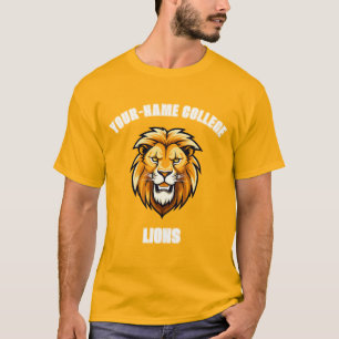 CUSTOM Lion Mascot Geel goud - School College T-shirt