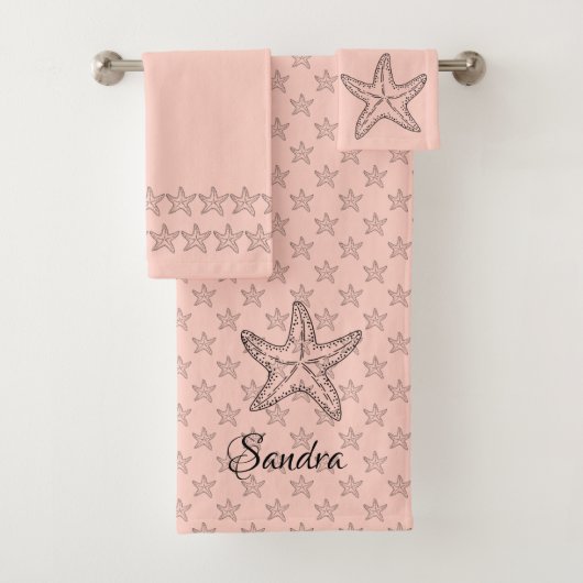 Custom Lite Coral White Chic Beach house Starfish (En situation)