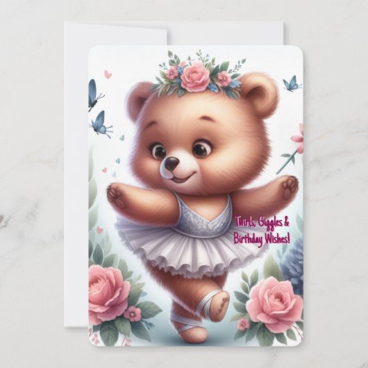 Custom Little Ballerina Bear Birthday Invitation (Devant)