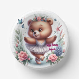 Custom Little Ballerina Bear Birthday Paper Bowls Papieren Kommen