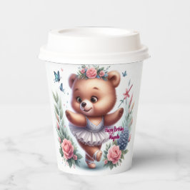 Custom Little Ballerina Bear Birthday Paper Cups Papieren Bekers