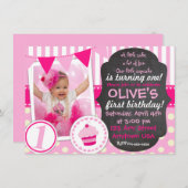 Custom Little cupcake 1er invitation anniversaire (Devant / Derrière)