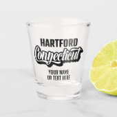 Custom Location & Text Connecticut Shot Glas (Voorkant)