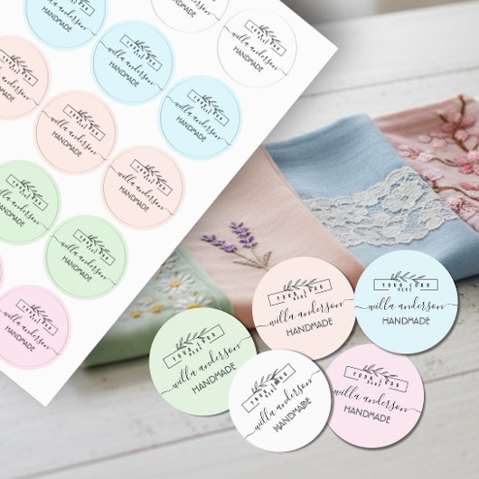 Custom logo and Script round fabric clothing  Labels