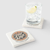 Custom Logo and Text Business Stenen Onderzetter (Zijkant)