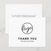 Custom Logo Black and White Budget Thank You Card (Voorkant / Achterkant)