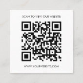 Custom Logo Black White QR Code Website Vierkante Visitekaartje (Achterkant)