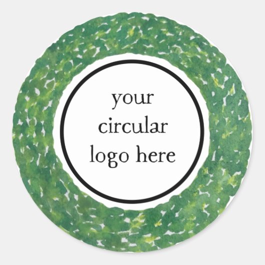 Custom Logo Boxwood Wreath Gift Wrap Seals Ronde Sticker (Voorkant)