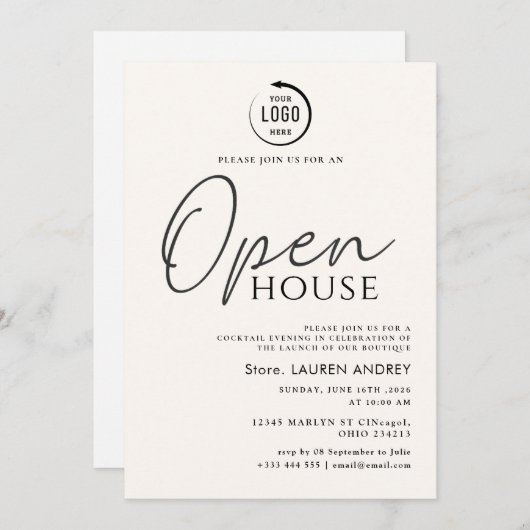 Custom Logo Business Open House Invitation (Devant / Derrière)