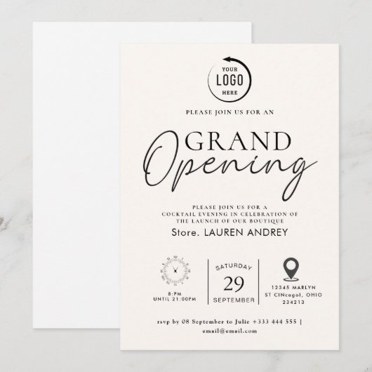 Custom Logo Business Open House Invitation (Devant / Derrière)