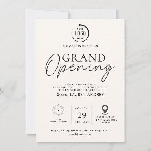 Custom Logo Business Open House Invitation Kaart (Voorkant)