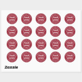Custom Logo Business Website en Slogan Burgundy Ronde Sticker (Vel)