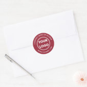 Custom Logo Business Website en Slogan Burgundy Ronde Sticker (Envelop)