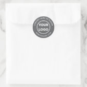 Custom Logo Business Website en Slogan Dark Grey Ronde Sticker (Tas)
