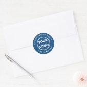 Custom Logo Business Website en Slogan op blauw Ronde Sticker (Envelop)