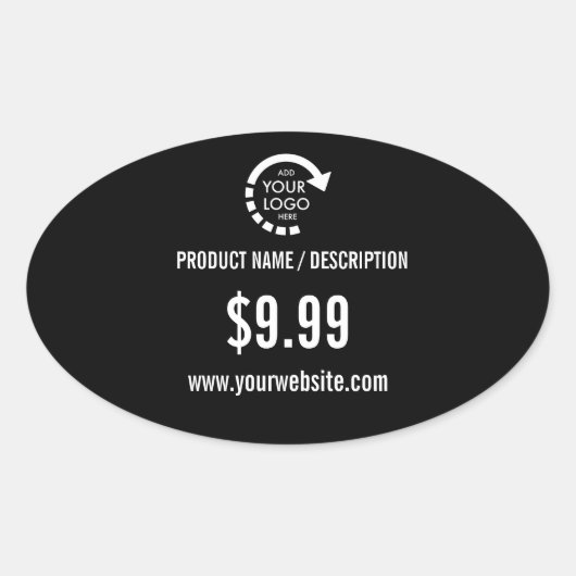 Custom Logo Business Zakelijk Modern Zwart Ovale Sticker (Voorkant)