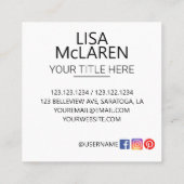 Custom Logo Circle Wit Vierkant Visitekaartje (Achterkant)