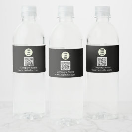 Custom Logo Company Black Business QR Code Waterfles Etiket