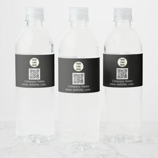 Custom Logo Company Black Business QR Code Waterfles Etiket (Flessen)