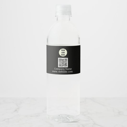 Custom Logo Company Black Business QR Code Waterfles Etiket (Voorkant)