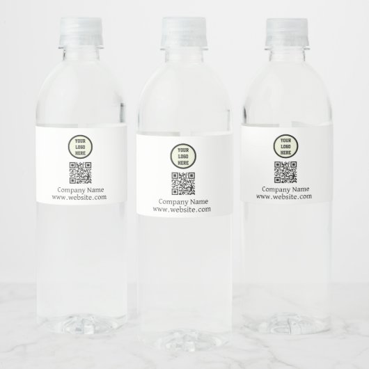 Custom Logo Company Black White Business QR Code Waterfles Etiket (Flessen)