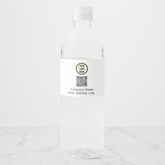 Custom Logo Company Black White Business QR Code Waterfles Etiket (Voorkant)