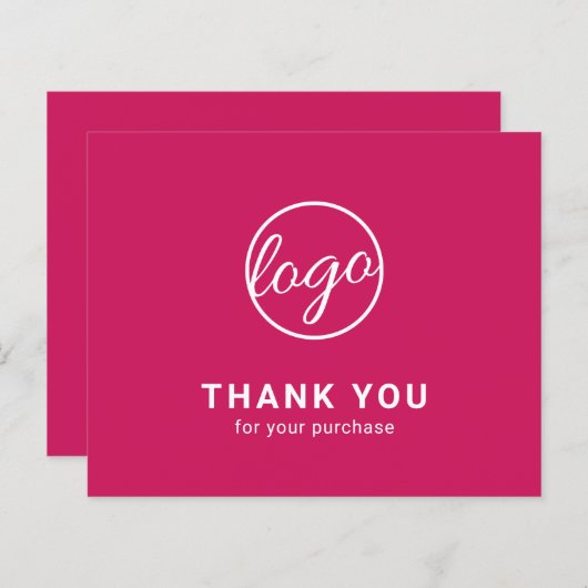 Custom Logo Dark Pink Budget Thank You Card (Voorkant / Achterkant)