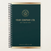 Custom Logo Elegant Emerald Green Gold Planner (Voorkant)
