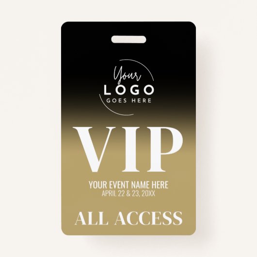 Custom Logo Elegant Zwart Goud VIP Badge (Achterkant)