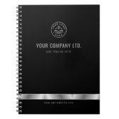 Custom Logo Elegant Zwart Zilver Notitieboek (Voorkant)
