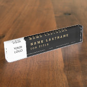 Custom Logo Executive Black Gold Professional Naambordje (Zijkant)