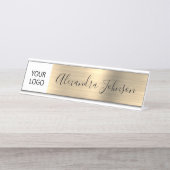 Custom Logo Executive Gold Professional Bureau Naambordje (Voorkant)
