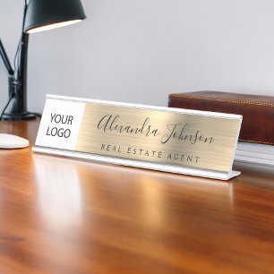 Custom Logo Executive Gold Professional Bureau Naambordje