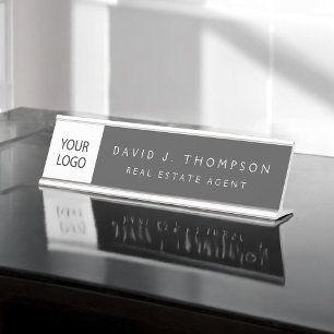 Custom Logo Executive Gray Professional Bureau Naambordje