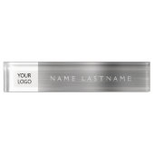 Custom Logo Executive Silver Professional Naambordje (Voorkant)