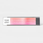 Custom Logo Executive Sinaasappel Roze Professione Bureau Naambordje (Voorkant)