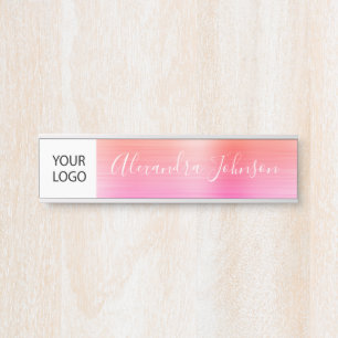 Custom Logo Executive Sinaasappel Roze Professione Deurbordje