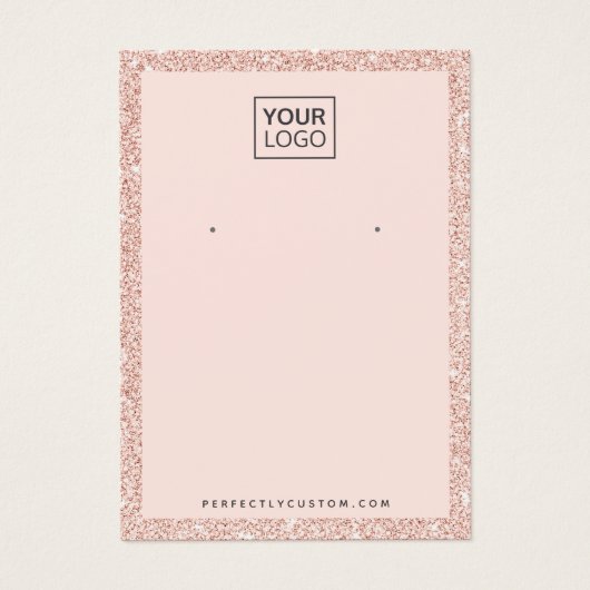 Custom logo faux pink glitter earring display card (Devant)
