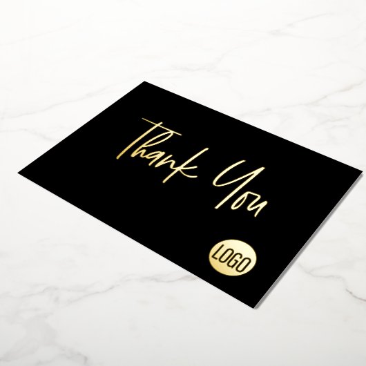 Custom logo Gold Black Business Hartelijk dank Folie Feestdagenkaart (Gedraaid)