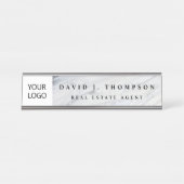 Custom Logo Grey Wit Marmer Professional Bureau Naambordje (Voorkant)