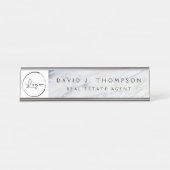 Custom Logo Grey Wit Marmer Professional Bureau Naambordje (Voorkant)