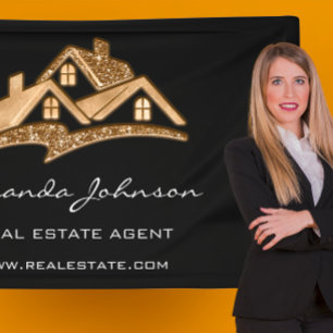 Custom Logo House Real Estate Agent Gold Black Squ Spandoek