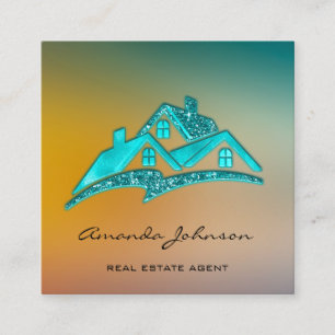 Custom Logo House Real Estate Agent Home Blue Ombr Vierkante Visitekaartje