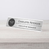 Custom Logo Luxury Silver Metal Executive Bureau Naambordje (Voorkant)